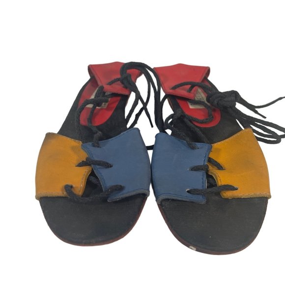Tino Taschieri per Effebi Italian Multicolor Leather Lace Up Sandals Size 38 - Picture 2 of 8